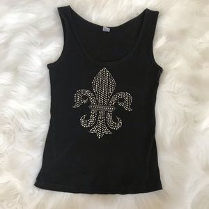 Black Tank Top with Fleur de lis.